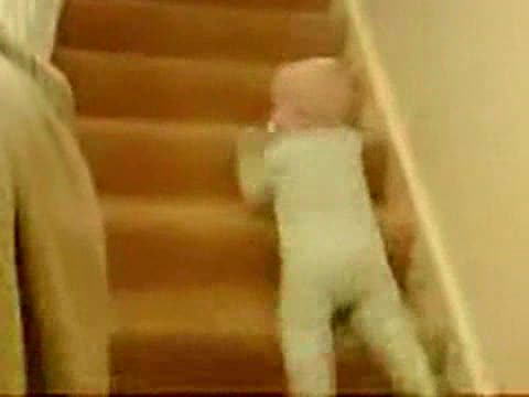 Baby Sliding Down Stairs